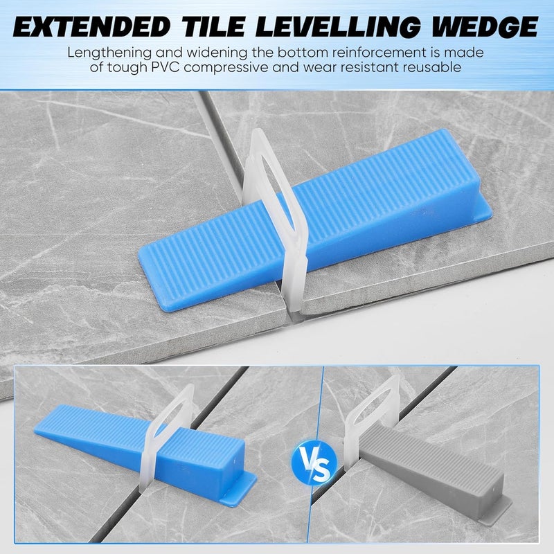 Saker Tile Leveling System 1/16 Inch with Tile Plier, 500pcs Tile Leveler Spacers Clips and 100pcs Reusable Wedges for Wall/Floor Tile Adjustment, Tile Tools Set for Ceramic Tile Stone Installation - Image 5